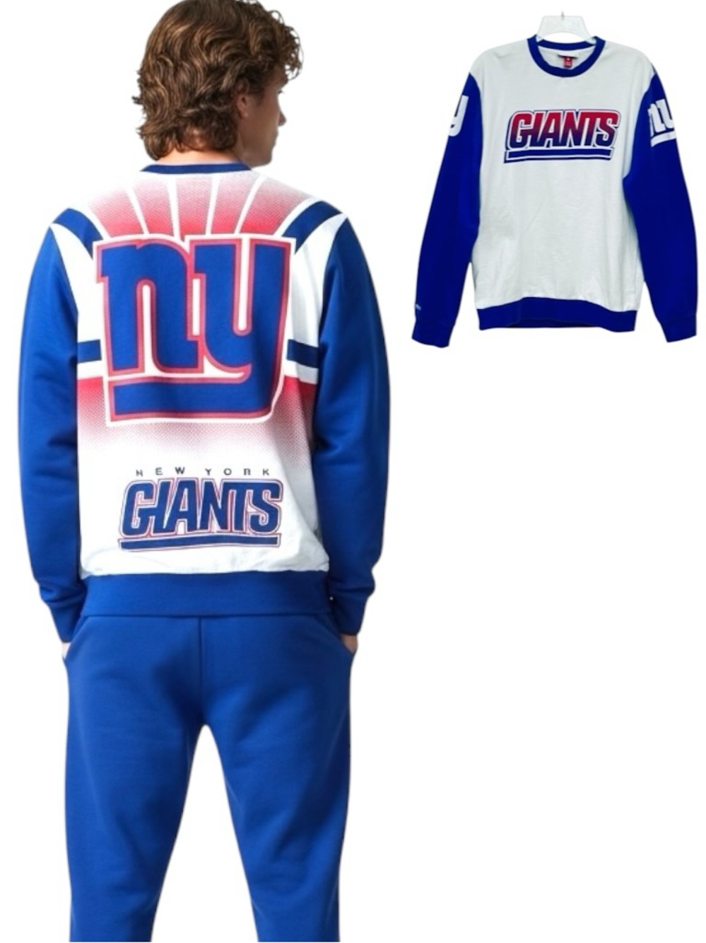 New York Giants NFL Sweatshirt Throwback Crewneck Mitchell & Ness 2014 Men’s